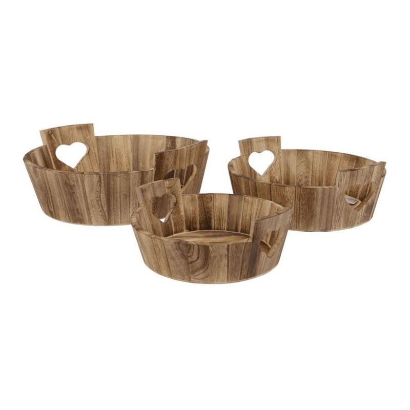 Set de pots de fleurs Rond Coeur Bois de paulownia (3 Pièces) - Acheter à 43,02 € seulement chez Collector's Boutique