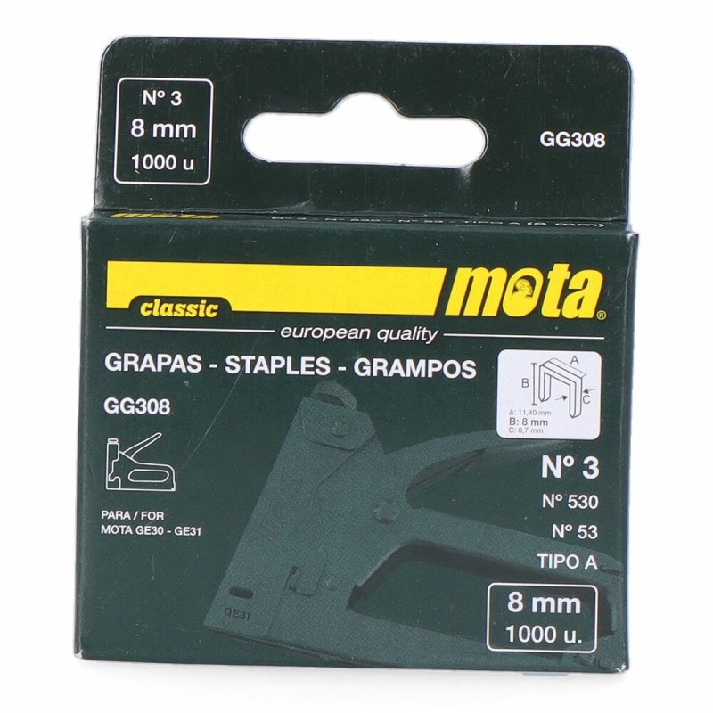 Agrafes Mota gg308 1000 Unidades Nº 3 - Acheter à 1,82 € seulement chez Collector's Boutique