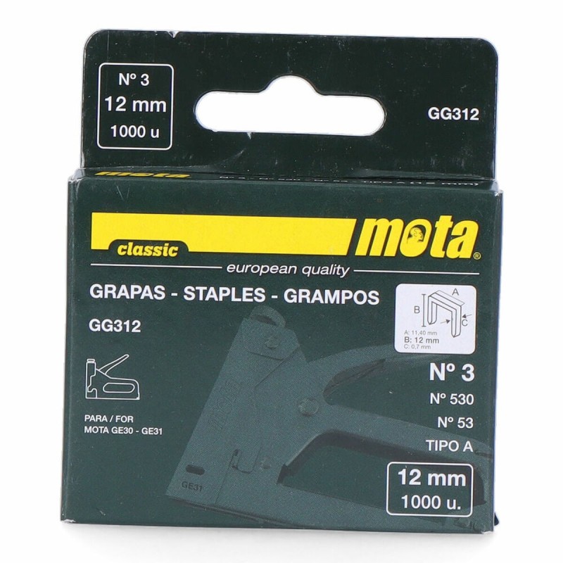 Agrafes Mota gg312 1000 Unidades Nº 3 12 mm - Acheter à 2,35 € seulement chez Collector's Boutique