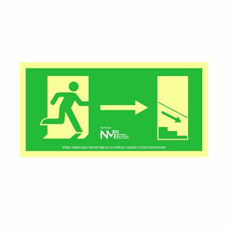 Panneau Normaluz Evacuación escalera abajo derecha PVC (32 x 16 cm) - Acheter à 3,52 € seulement chez Collector's Boutique