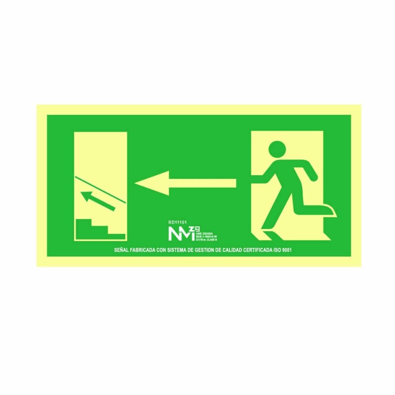 Panneau Normaluz Evacuación escalera arriba izquierda PVC (32 x 16 cm) - Acheter à 3,52 € seulement chez Collector's Boutique