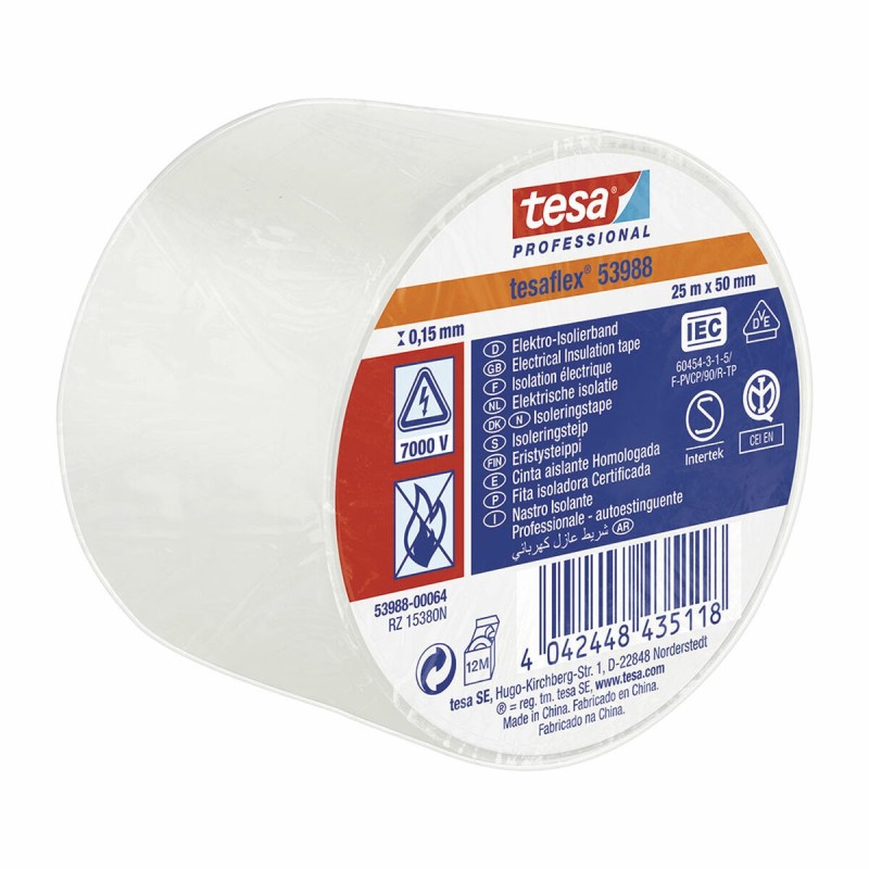 Ruban isolant TESA tesaflex 53988 Homologué Blanc PVC (25 m x 50 mm) - Acheter à 7,24 € seulement chez Collector's Boutique