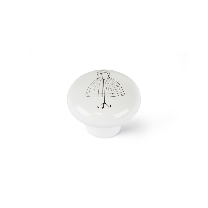 Pommeau Rei e817 Rond Blanc Porcelaine Illustré 4 Unités (Ø 40 x 32 mm) - Acheter à 19,94 € seulement chez Collector's Boutique