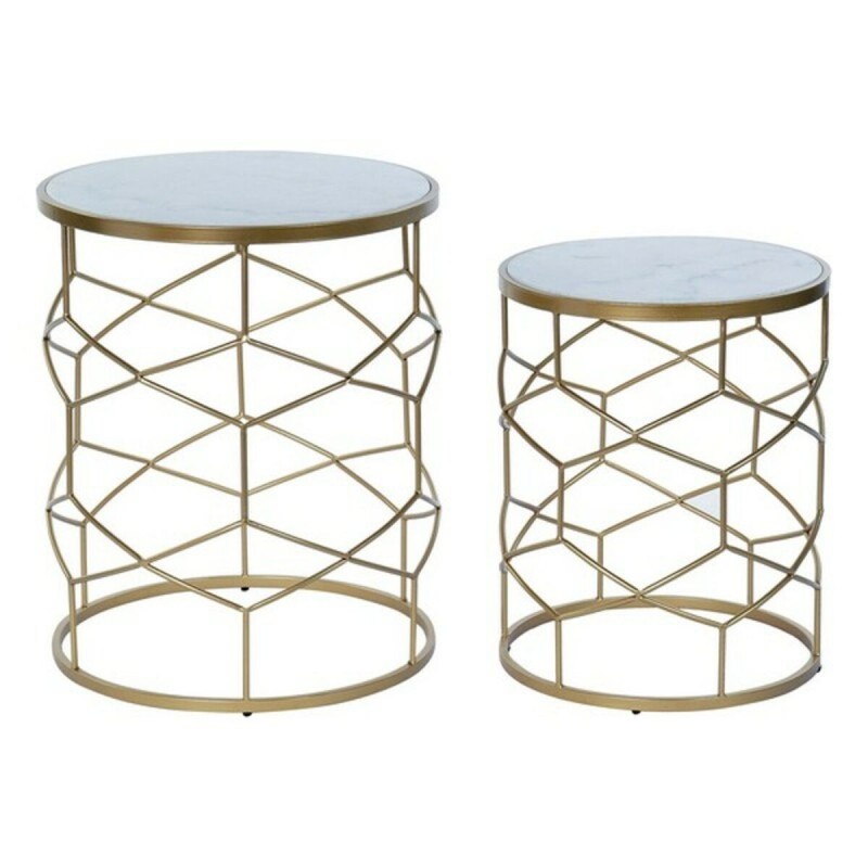 Table d'appoint DKD Home Decor Métal Marbre (2 pcs) (38 x 48 x 38 cm) (46 x 46 x 57 cm) - Acheter à 182,92 € seulement chez Coll