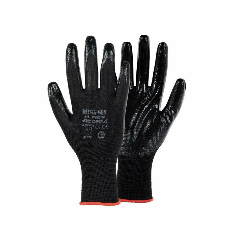 Gants de travail Cofra Nitra Neo Noir Polyester Nitrile - Acheter à 1,76 € seulement chez Collector's Boutique