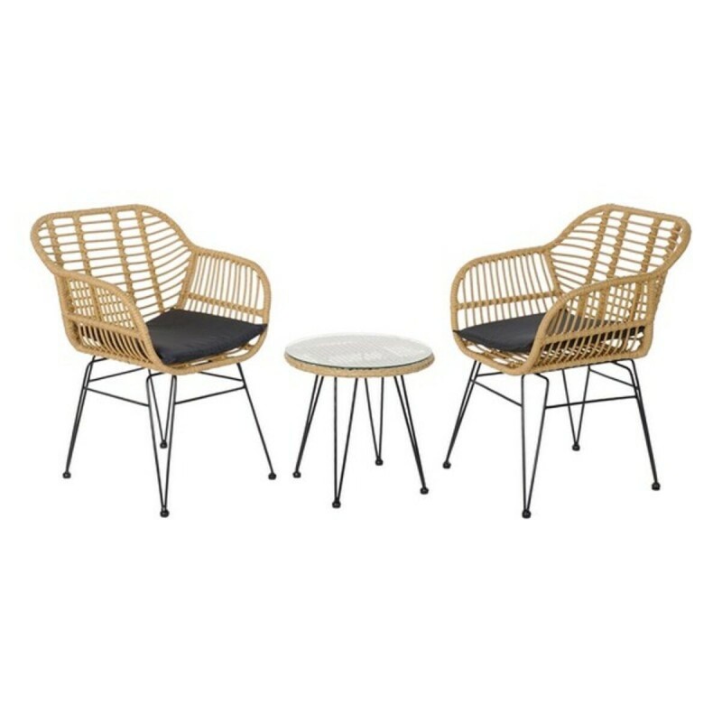 Ensemble Table + 2 Chaises DKD Home Decor Métal Rotin (3 pcs) - Acheter à 232,76 € seulement chez Collector's Boutique