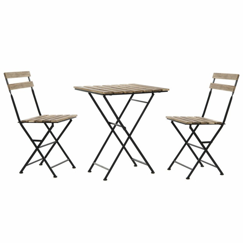 Ensemble Table + Chaises DKD Home Decor Noir Métal Marron Pin (3 pcs) - Acheter à 169,60 € seulement chez Collector's Boutique