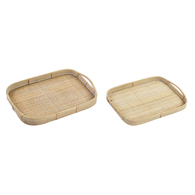 Jeux de plateaux DKD Home Decor Marron Rotin (51.5 x 36 x 7.5 cm) (44.5 x 31.5 x 6 cm) (2 pcs) - Acheter à 62,35 € seulement che