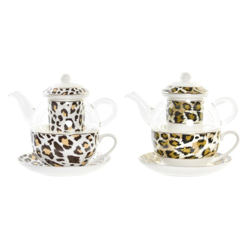 Théière DKD Home Decor Léopard Verre Porcelaine (250 ml) (2 Unités) - Acheter à 30,59 € seulement chez Collector's Boutique