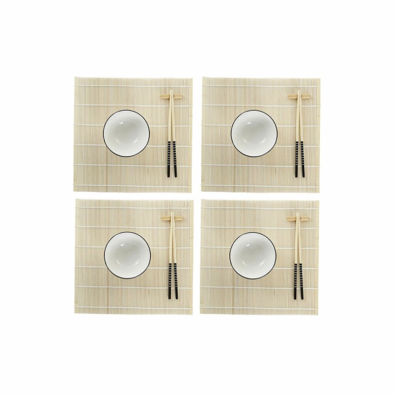 Set de sushi DKD Home Decor Blanc Bambou Grès (14,5 x 14,5 x 31 cm) - Acheter à 22,79 € seulement chez Collector's Boutique