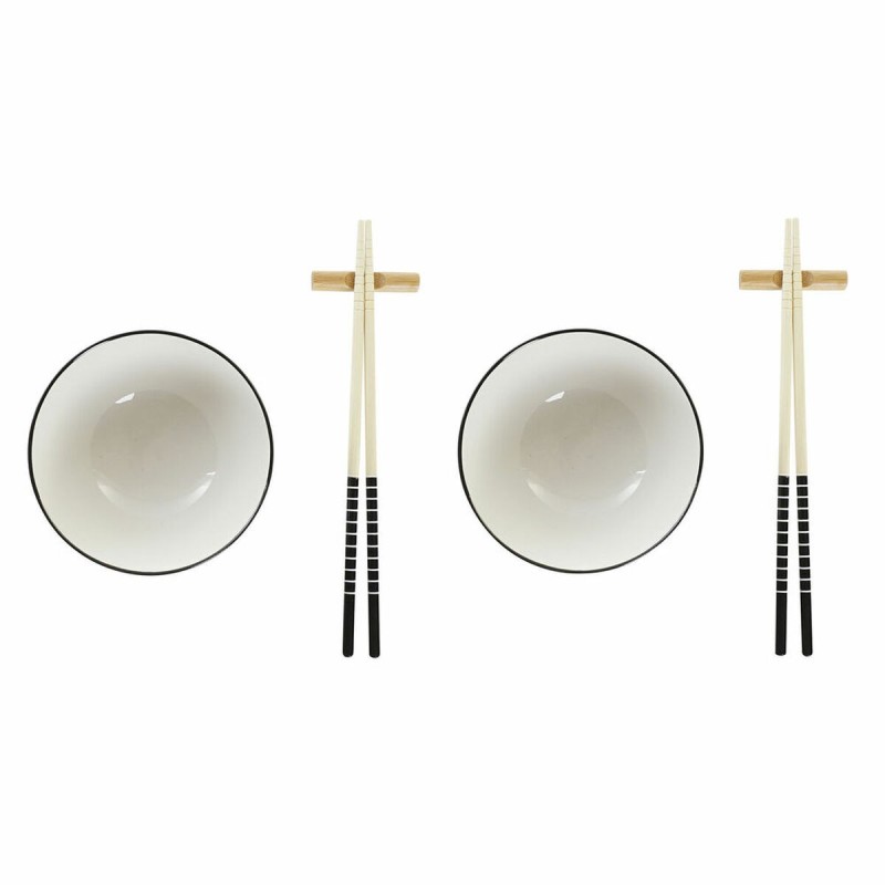 Set de sushi DKD Home Decor Noir Blanc Bambou Grès (30 x 21 x 3 cm) - Acheter à 11,04 € seulement chez Collector's Boutique