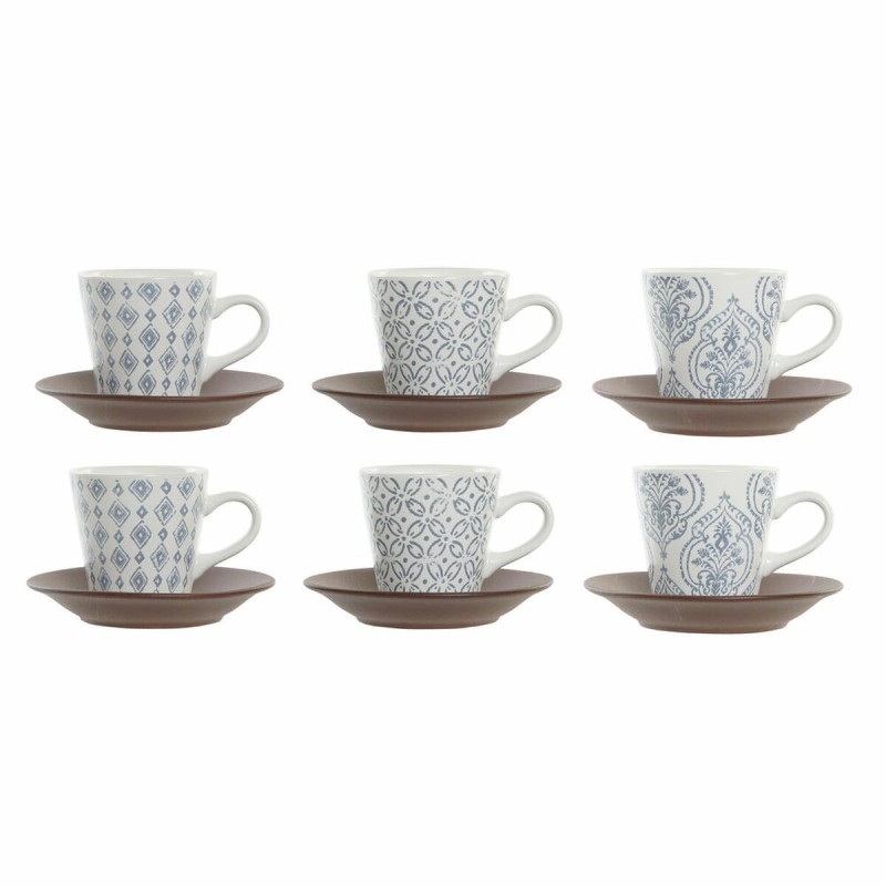 Ensemble de tasses à café DKD Home Decor Bleu Marron Grès (90 ml) - Acheter à 30,48 € seulement chez Collector's Boutique