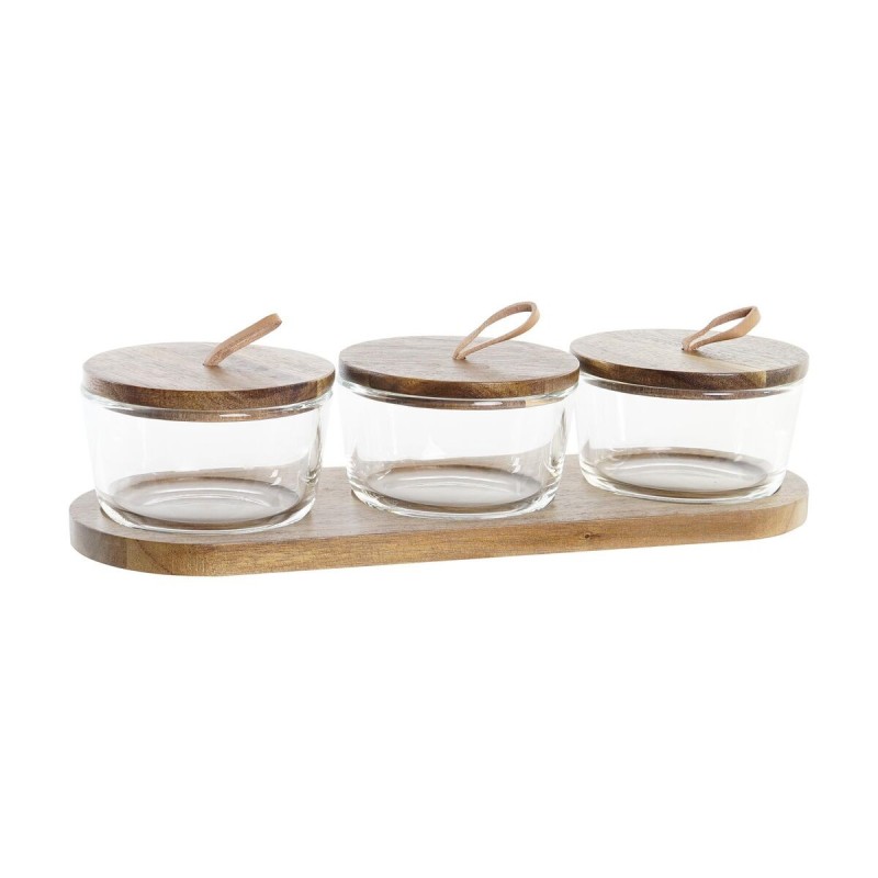 Set de 3 Boites DKD Home Decor Verre Marron Transparent Acacia (31 x 10,5 x 7 cm) (240 ml) - Acheter à 18,88 € seulement chez Co