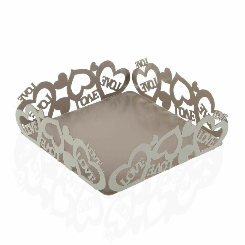 Porte-serviettes Versa Cozy Gris Coeurs Métal (16,5 x 5,5 x 16,5 cm) - Acheter à 10,09 € seulement chez Collector's Boutique