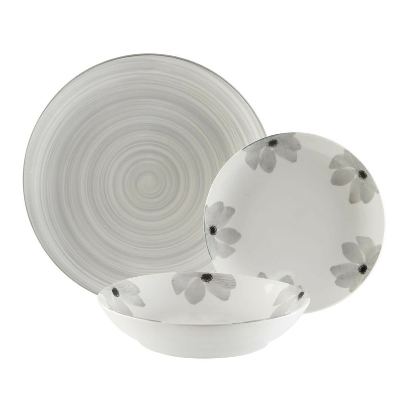 Assietes Versa Flores Gris 18 Pièces Porcelaine - Acheter à 39,79 € seulement chez Collector's Boutique