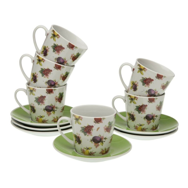 Lot de tasses avec soucoupes Versa Strawberry Porcelaine (6 Pièces) (9 x 14 x 14 cm) - Acheter à 26,15 € seulement chez Collecto