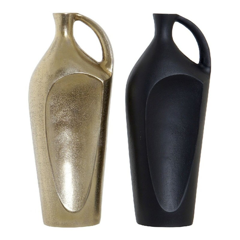 Vase DKD Home Decor Avec des poignées Noir Aluminium 14 x 8 x 34 cm (2 pcs) - Acheter à 60,66 € seulement chez Collector's Bouti