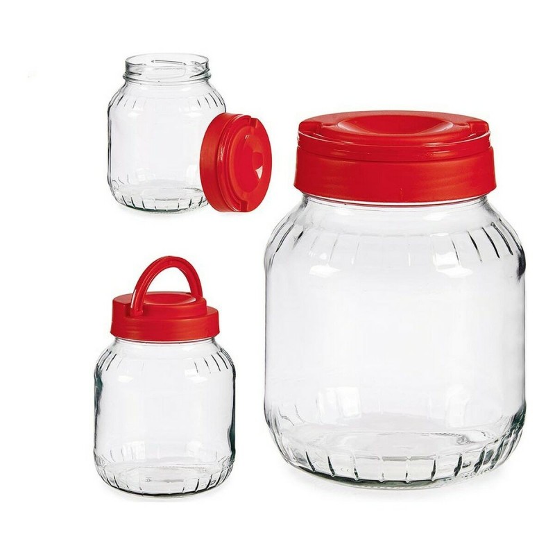 Boîte Rouge Transparent 1,7 L verre (13,5 x 17,5 x 13,5 cm) - Acheter à 1,84 € seulement chez Collector's Boutique