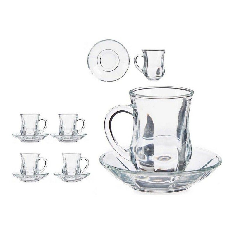 Lot de tasses avec soucoupes Lisse Verre Transparent (125 ml) (8 pcs) - Acheter à 5,29 € seulement chez Collector's Boutique