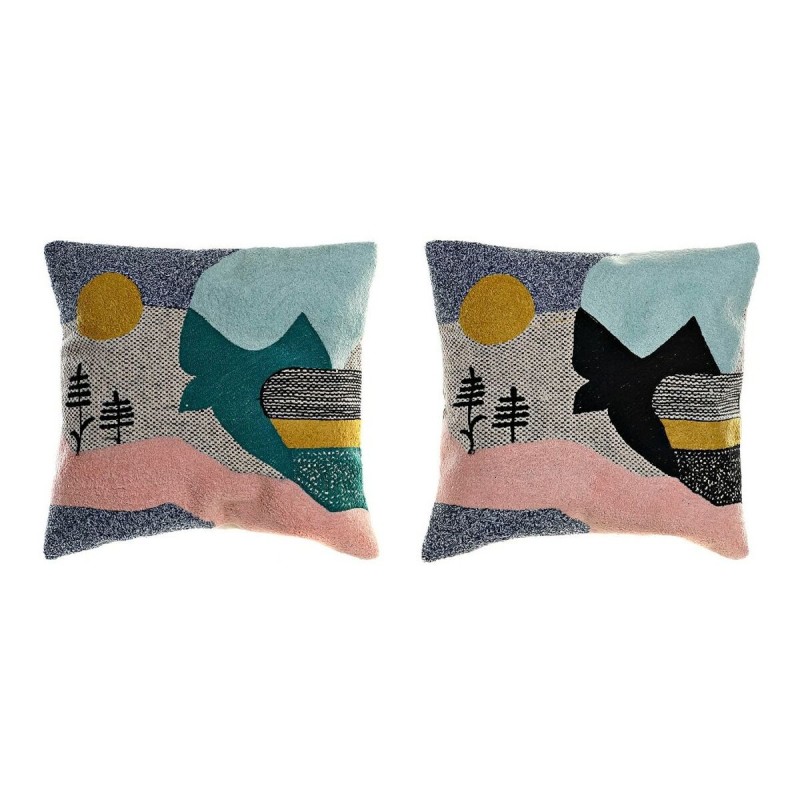 Coussin DKD Home Decor Multicouleur Coton Oiseau (2 pcs) (45 x 10 x 45 cm) - Acheter à 51,82 € seulement chez Collector's Boutiq