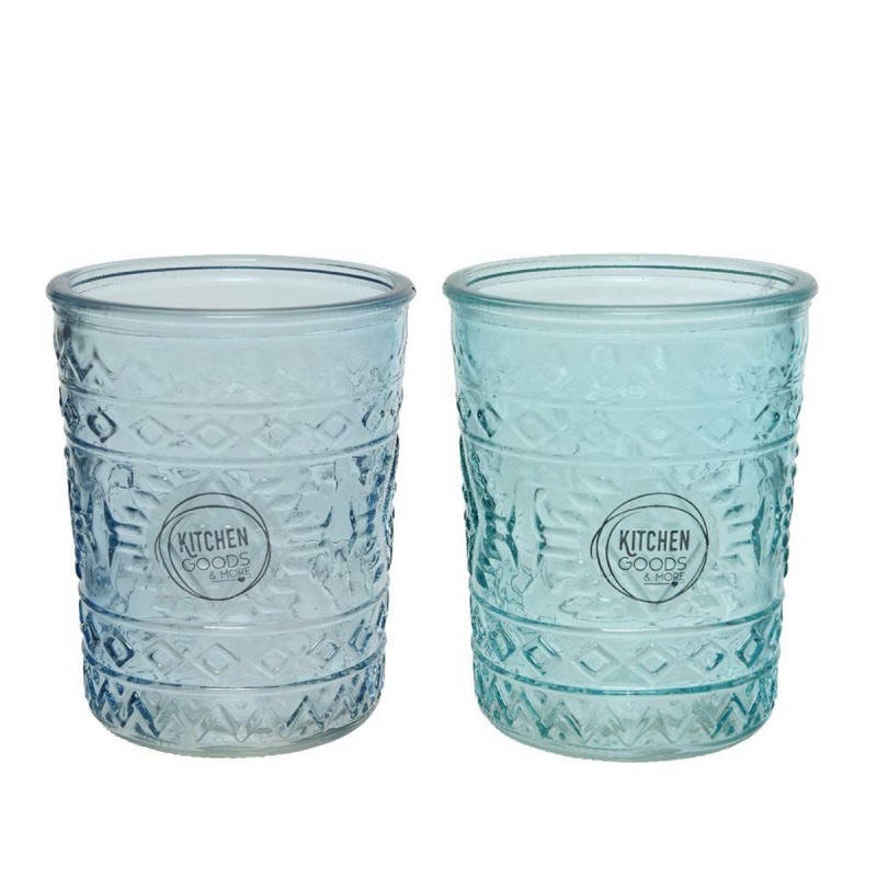 Verre en Verre 2 Unités Avec relief Bleu (350 ml) - Acheter à 3,30 € seulement chez Collector's Boutique