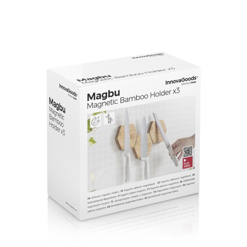 Supports Adhésifs Magnétiques en Bambou Magbu InnovaGoods Pack de 3 unités - Acheter à 22,72 € seulement chez Collector's Boutiq