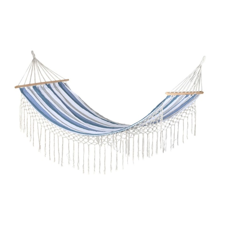 Hamac DKD Home Decor Rayures Bleu Blanc (200 x 100 x 5 cm) - Acheter à 51,95 € seulement chez Collector's Boutique