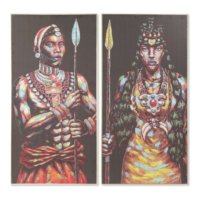 Cadre DKD Home Decor S3013719 Toile Colonial Africain (60 x 5 x 120 cm) (2 Unités) - Acheter à 137,17 € seulement chez Collector