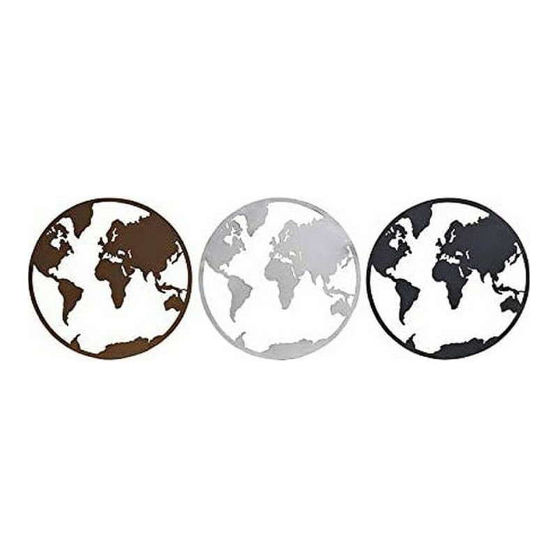 Figurine Décorative DKD Home Decor Mappemonde Métal (3 pcs) (40 x 1 x 40 cm) - Acheter à 56,94 € seulement chez Collector's Bout