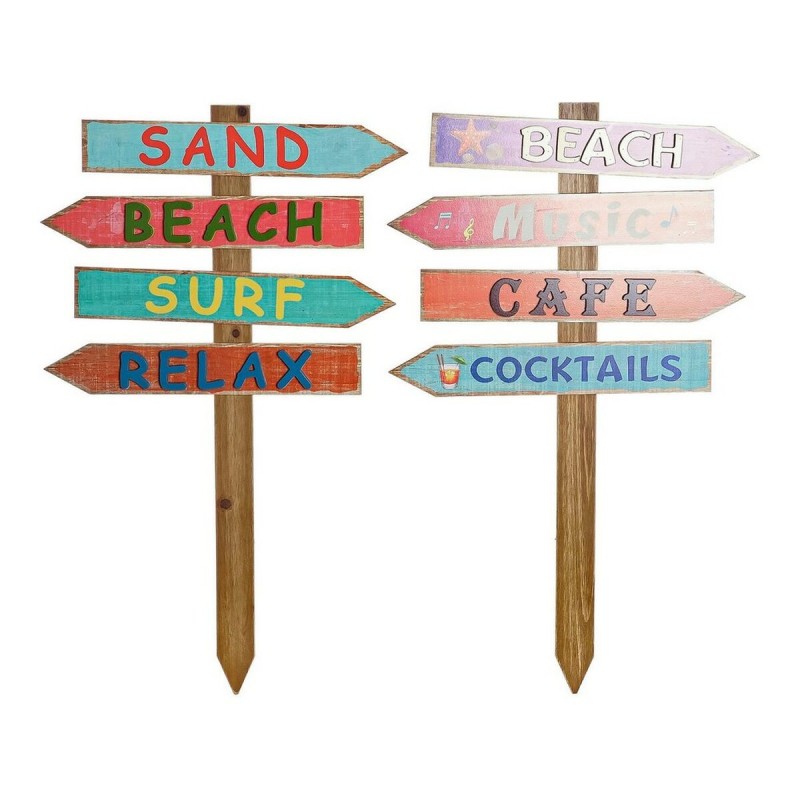 Figurine Décorative DKD Home Decor Signaux Plage Bois MDF (2 pcs) (54.5 x 2.5 x 90 cm) - Acheter à 40,06 € seulement chez Collec