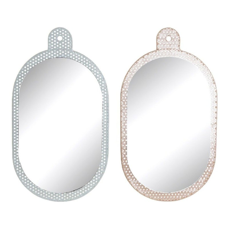 Miroir mural DKD Home Decor Blanc Rose Métal Verre (2 pcs) (22 x 1.5 x 40 cm) - Acheter à 20,58 € seulement chez Collector's Bou