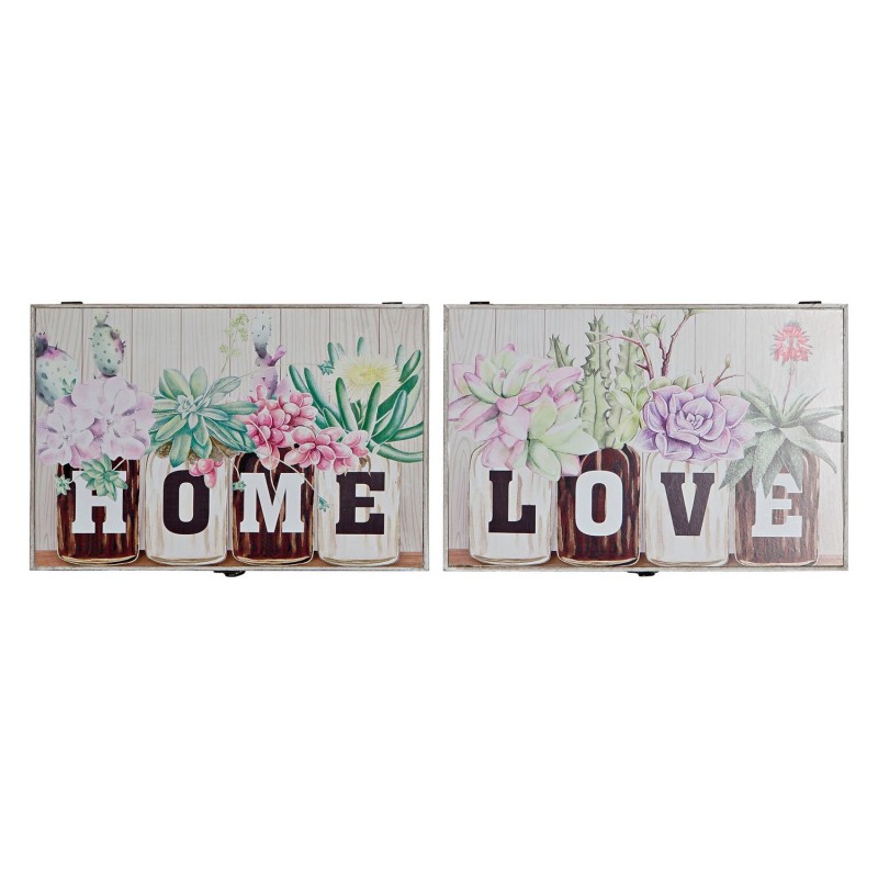 Armoire à clés DKD Home Decor Fleurs Bois MDF (2 pcs) (46 x 6 x 32 cm) - Acheter à 32,08 € seulement chez Collector's Boutique