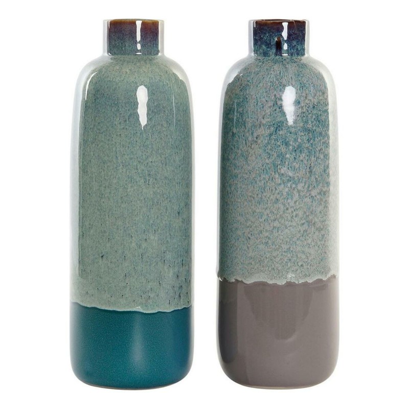 Vase DKD Home Decor Bleu Vert Porcelaine Boho (2 pcs) (12 x 12 x 35 cm) - Acheter à 41,52 € seulement chez Collector's Boutique