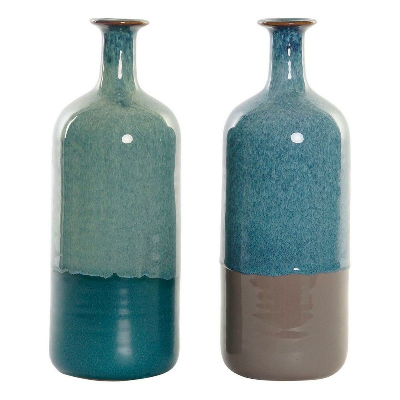 Vase DKD Home Decor Bleu Vert Porcelaine Boho (2 pcs) (11 x 11 x 30 cm) - Acheter à 36,41 € seulement chez Collector's Boutique