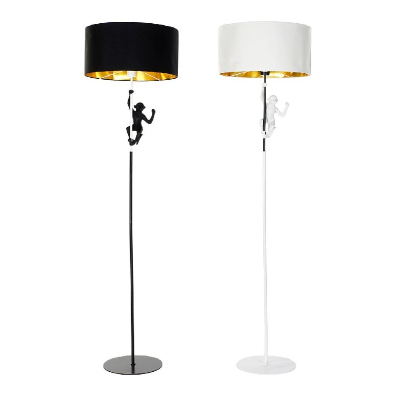 Lampadaire DKD Home Decor Blanc Noir Polyester Métal Résine Doré Singe (2 pcs) (44 x 44 x 166 cm) - Acheter à 186,13 € seulement