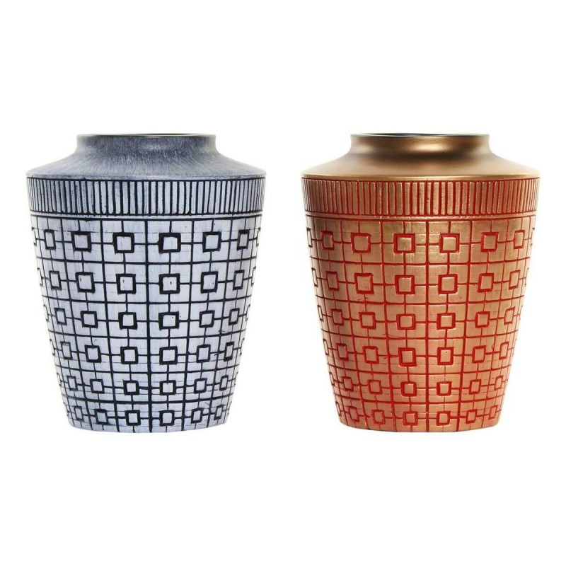 Vase DKD Home Decor Bleu Rouge Résine Oriental (2 pcs) (17 x 17 x 20 cm) - Acheter à 33,24 € seulement chez Collector's Boutique