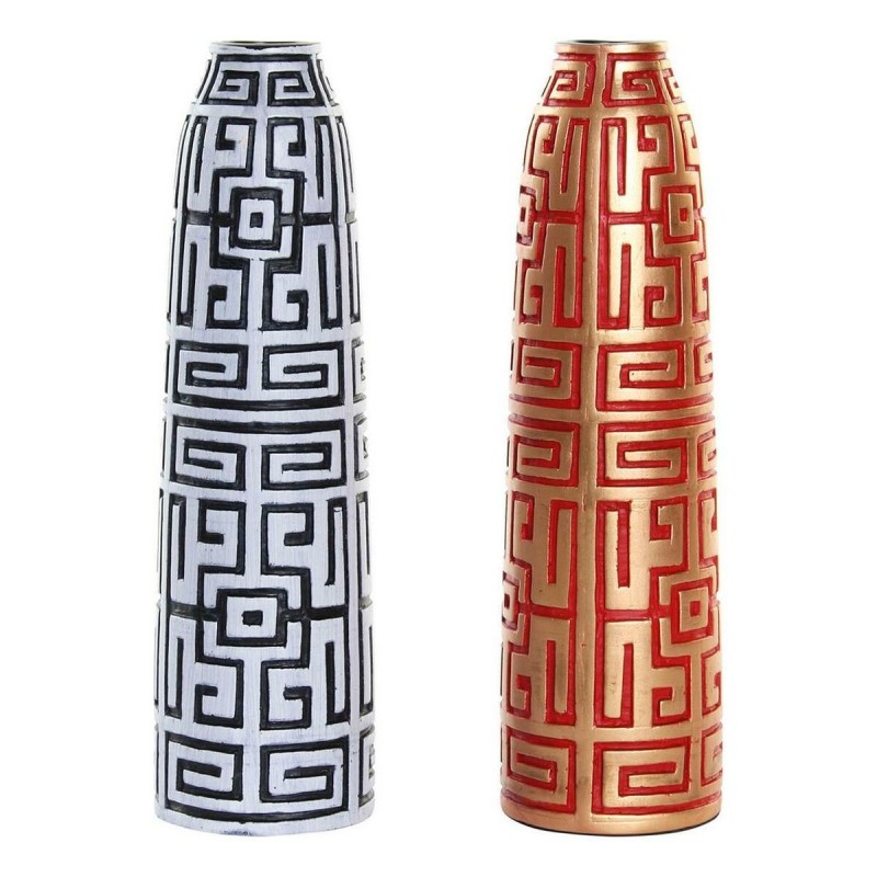 Vase DKD Home Decor Bleu Rouge Résine Oriental (2 pcs) (10 x 10 x 36 cm) - Acheter à 29,65 € seulement chez Collector's Boutique