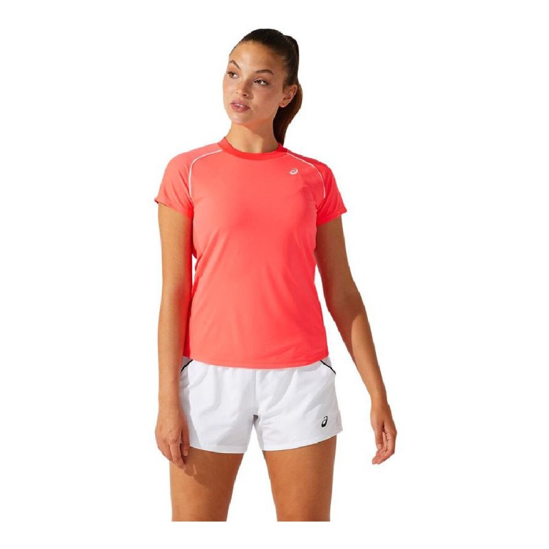 T-shirt à manches courtes femme Asics Court Piping Orange Corail - Acheter à 31,66 € seulement chez Collector's Boutique