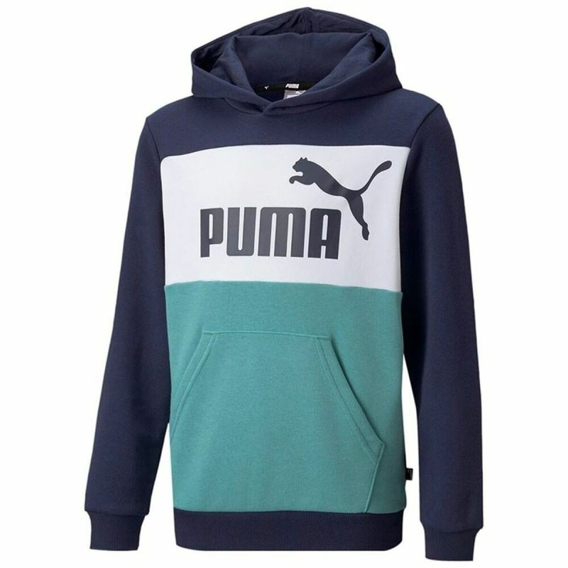 Sweat à capuche enfant Puma Essential Colorblock Bleu foncé - Acheter à 34,20 € seulement chez Collector's Boutique