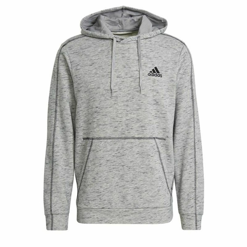 Sweat à capuche homme Adidas Essentials Mélange Embroidered Gris clair - Acheter à 41,16 € seulement chez Collector's Boutique