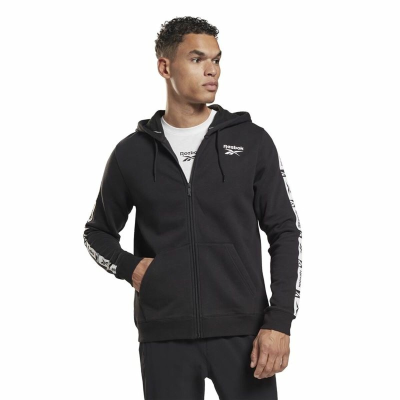 Veste de Sport pour Homme Reebok Identity Tape FZ Noir - Acheter à 47,15 € seulement chez Collector's Boutique