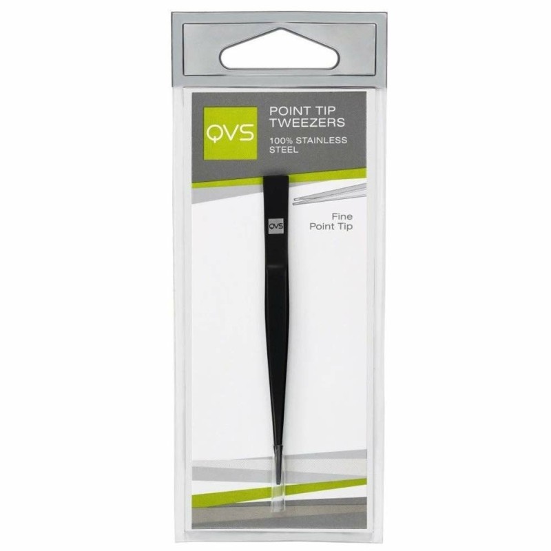 Pince à épiler QVS Pointe fine Acier inoxydable Noir - Acheter à 4,25 € seulement chez Collector's Boutique