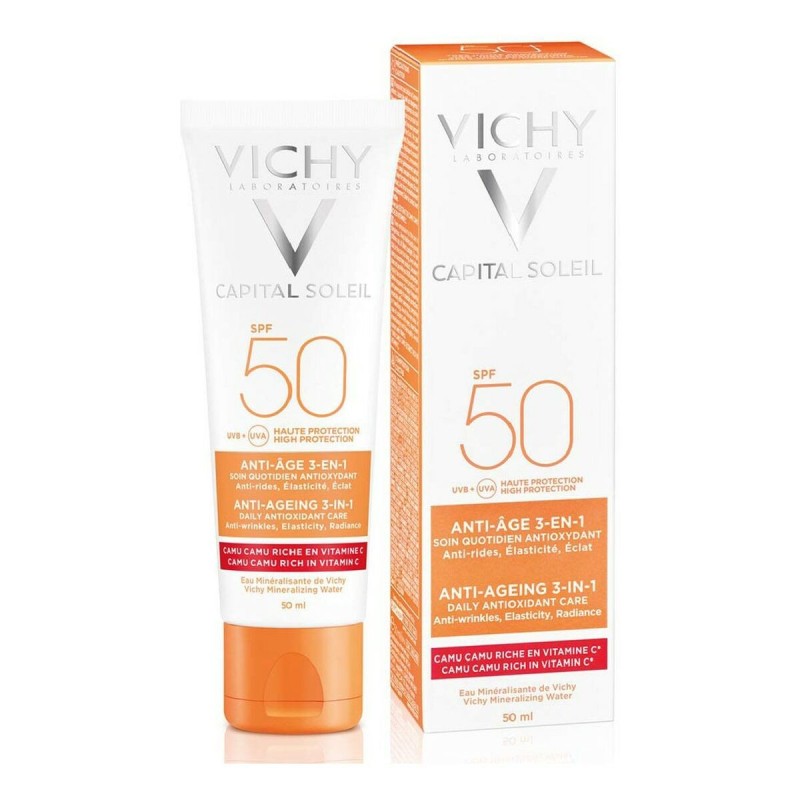 Écran solaire visage Capital Soleil Vichy VCH00115 3-en-1 Anti-âge SPF 50 (50 ml) - Acheter à 22,03 € seulement chez Collector's