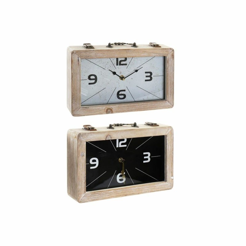 Horloge de table DKD Home Decor Verre Noir Métal Blanc Bois MDF (30 x 6 x 20 cm) (2 pcs) - Acheter à 37,21 € seulement chez Coll