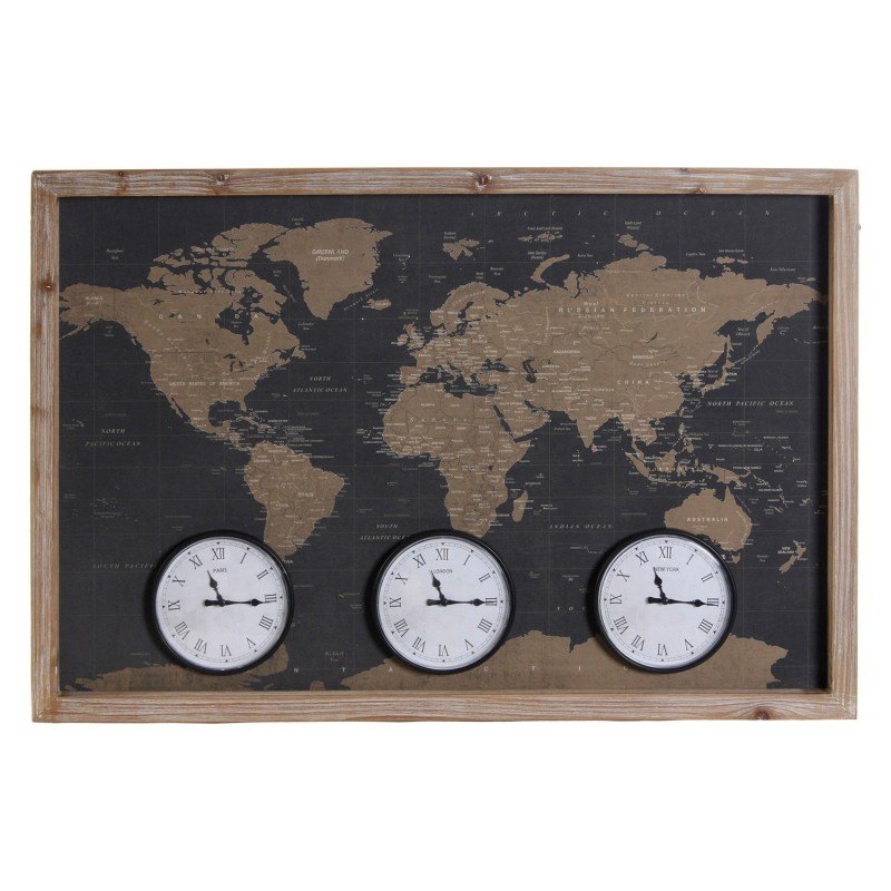 Horloge Murale DKD Home Decor Métal Bois MDF Mappemonde (90 x 5 x 60 cm) - Acheter à 60,58 € seulement chez Collector's Boutique