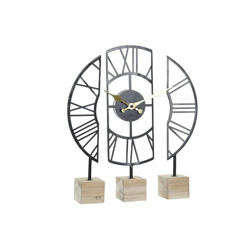 Horloge de table DKD Home Decor Noir Fer Bois MDF (30 x 6 x 40 cm) - Acheter à 31,49 € seulement chez Collector's Boutique