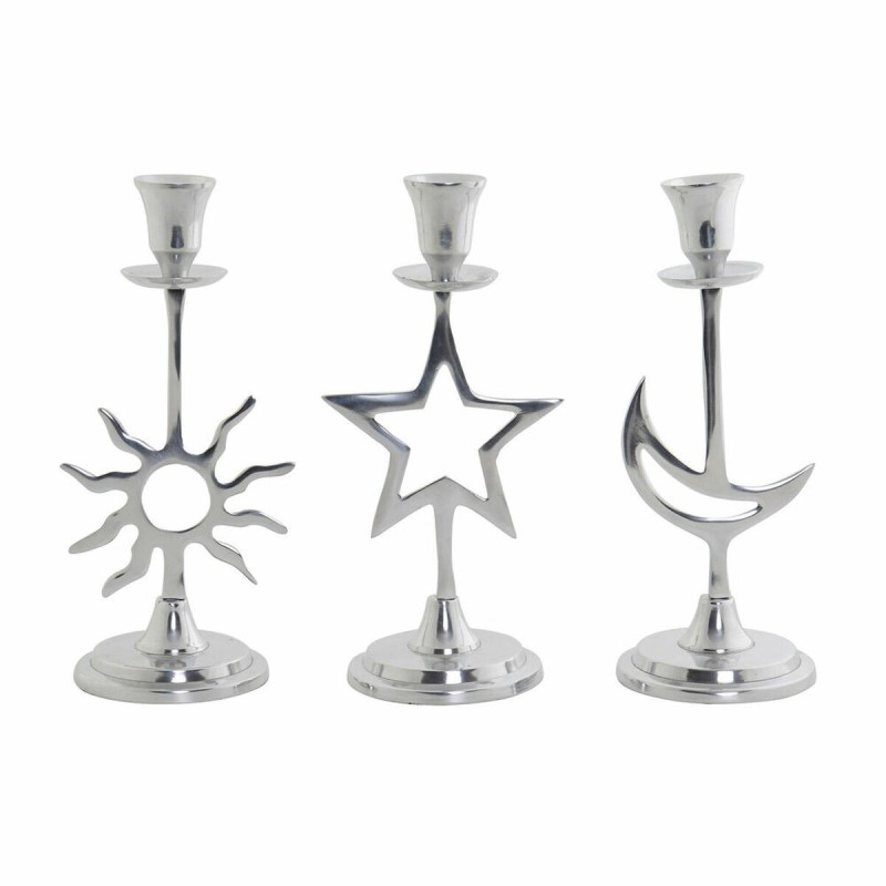 Pot à Bougie DKD Home Decor Argenté Étoile Aluminium (12.5 x 10.5 x 26.5 cm) (3 pcs) - Acheter à 31,20 € seulement chez Collecto