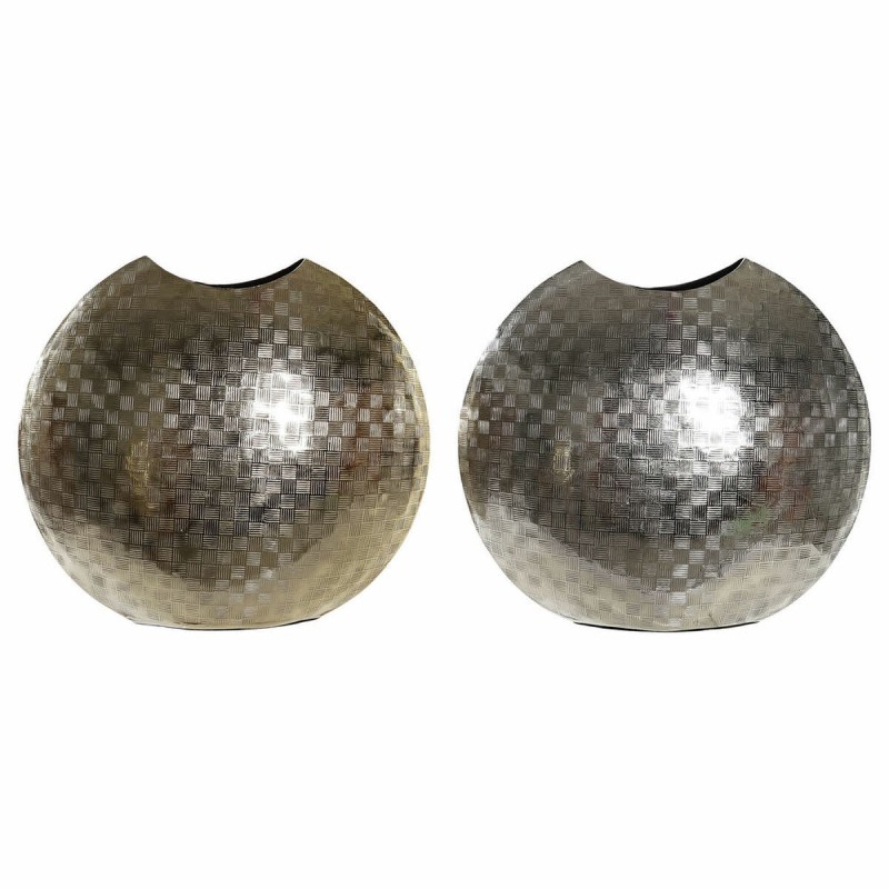 Vase DKD Home Decor Aluminium Moderne Argenté (2 pcs) (37 x 14 x 33 cm) - Acheter à 87,40 € seulement chez Collector's Boutique