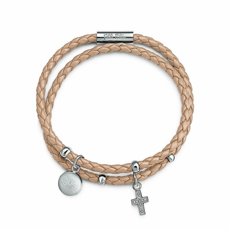 Bracelet Femme Folli Follie 3B14F068IC Beige Cuir (23 cm) - Acheter à 16,88 € seulement chez Collector's Boutique