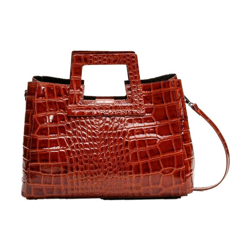 Sac-à-main Femme Maison Heritage JANE-CROCO Marron (34 x 26 x 12 cm) - Acheter à 141,12 € seulement chez Collector's Boutique